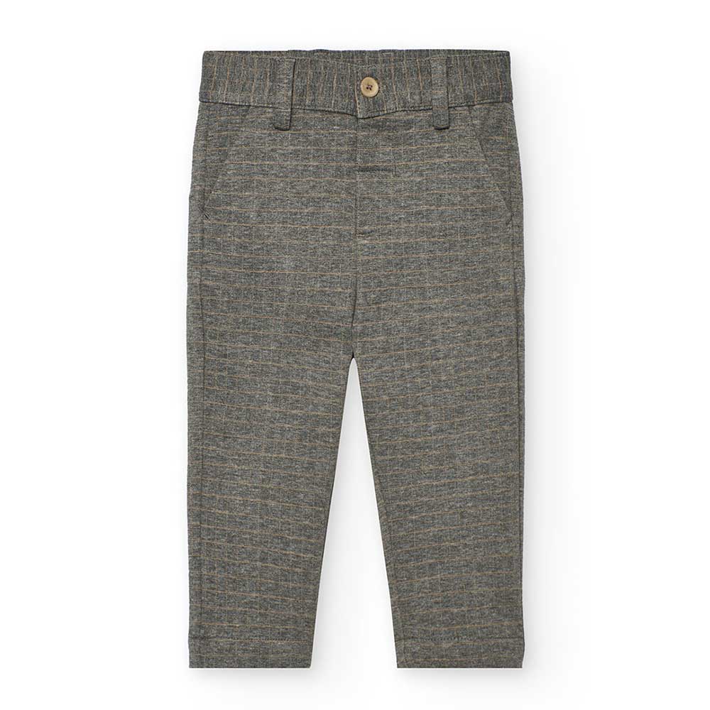 Classic trousers from the Boboli Children's Clothing Line, with a checkered pattern and adjustabl...
