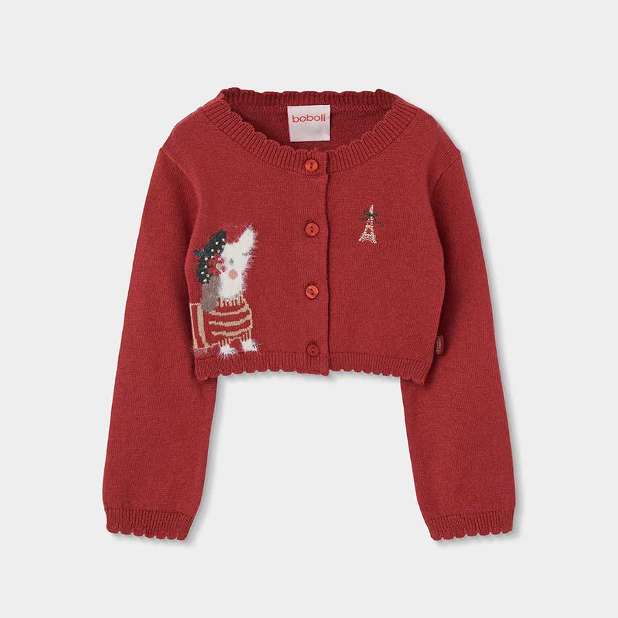 Questo cardigan corto intarsiato è perfetto per i piccoli look autunnali e invernali. La sua vest...