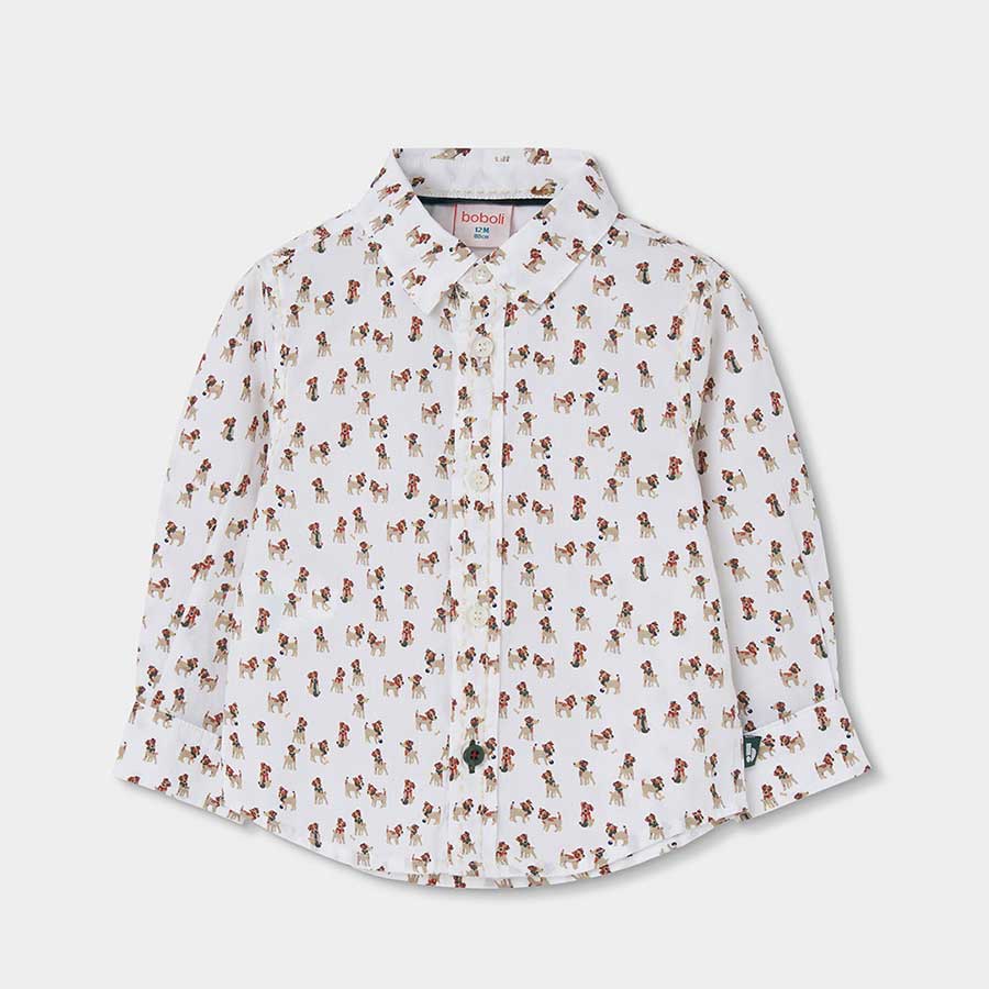 Regala al tuo bambino uno stile unico con questa camicia in poplin stampata, perfetta per le gior...
