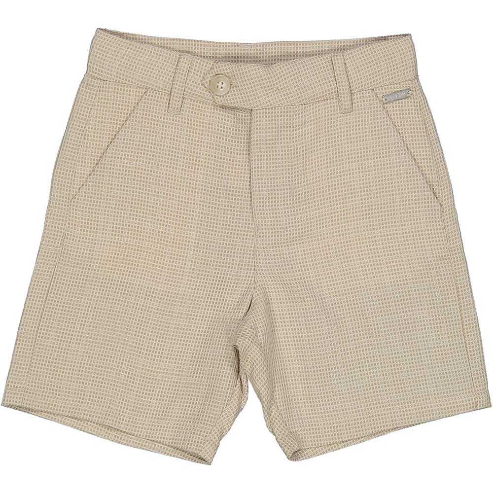 
Bermudashorts aus der Kinderbekleidungslinie Trybeyond mit klassischem Schnitt und Mikrokaro-Mus...