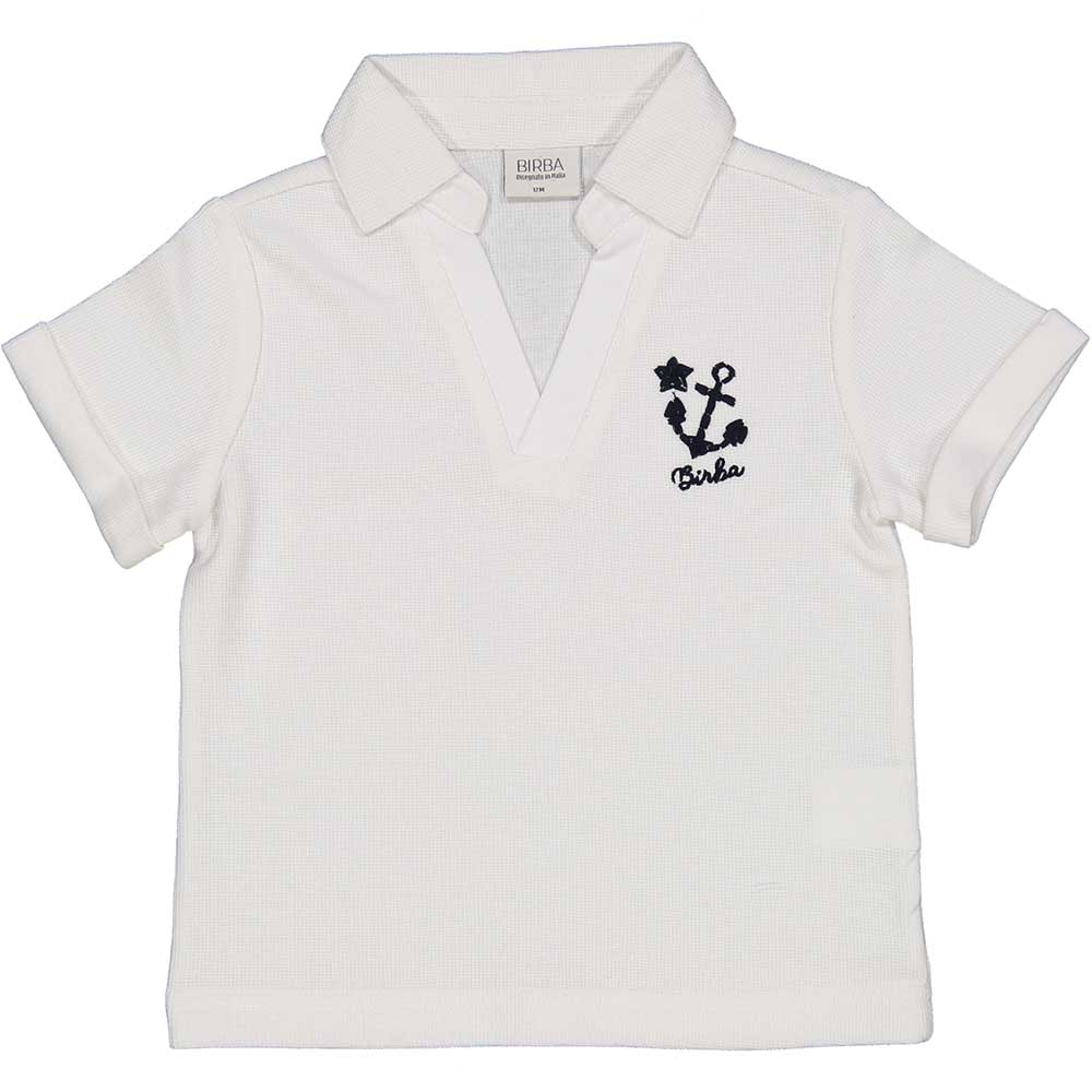 Poloshirt aus Piqué der Birba Kids' Clothing Line, mit kleinem, aufgesticktem Anker auf einer Sei...