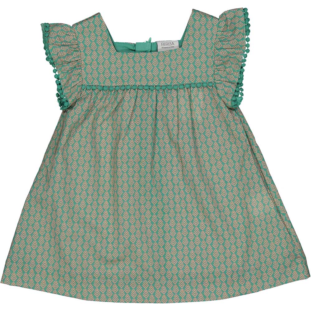 Kleines Kleid aus der Birba Girls' Clothing Line, aus leichtem Stoff mit geometrischem Allover-Mu...