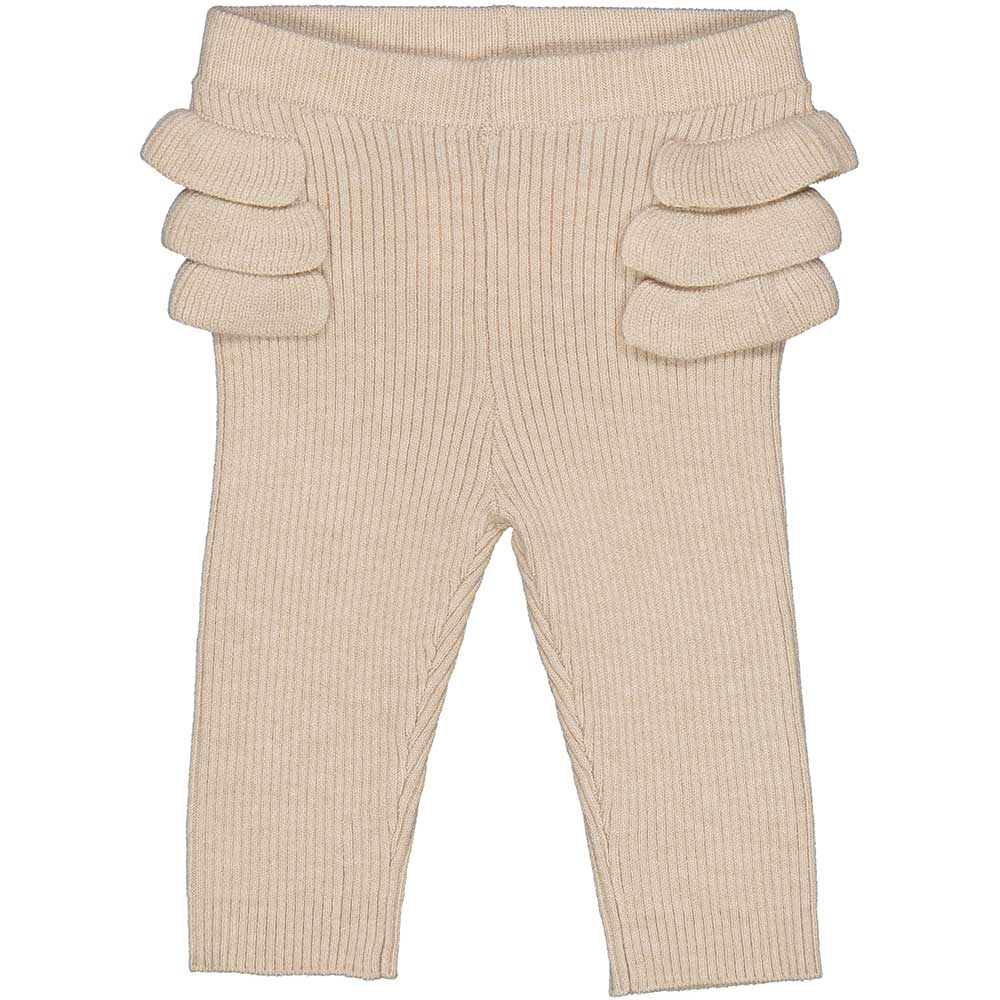 Pantalon-Leggings aus der Kinderbekleidungslinie Birba, gerippt gestrickt mit Rüschen auf der Rüc...
