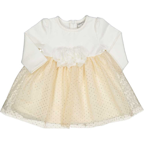 M/L SWEATSHIRT AUS STRETCH-MULL UND KLEID AUS LAMINIERTEM TÜLL
