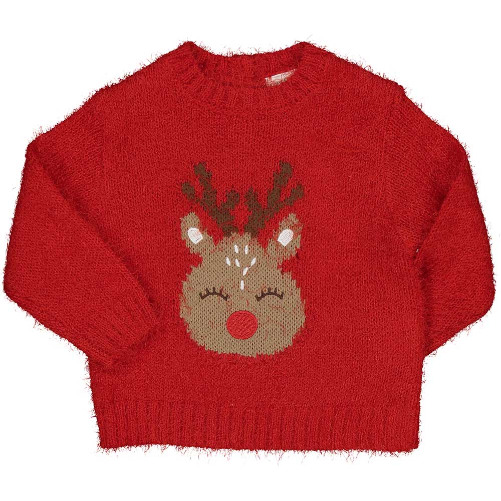 Maglia der Kinderbekleidungslinie Birba, mit wunderschönem, aufgesticktem Rentier auf der Vorders...