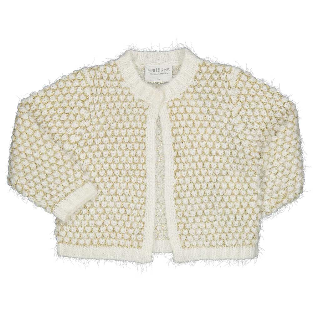 Cardigan aus der Kinderbekleidungslinie Birba mit einem einzigen Knopf, Rundhalsausschnitt und el...