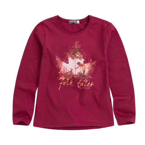 CAMISETA MANGA LARGA FOLK - CANADA HOUSE - Sesso: Bambina - Colore: Bordeaux - Stagione: Autunno-Inverno