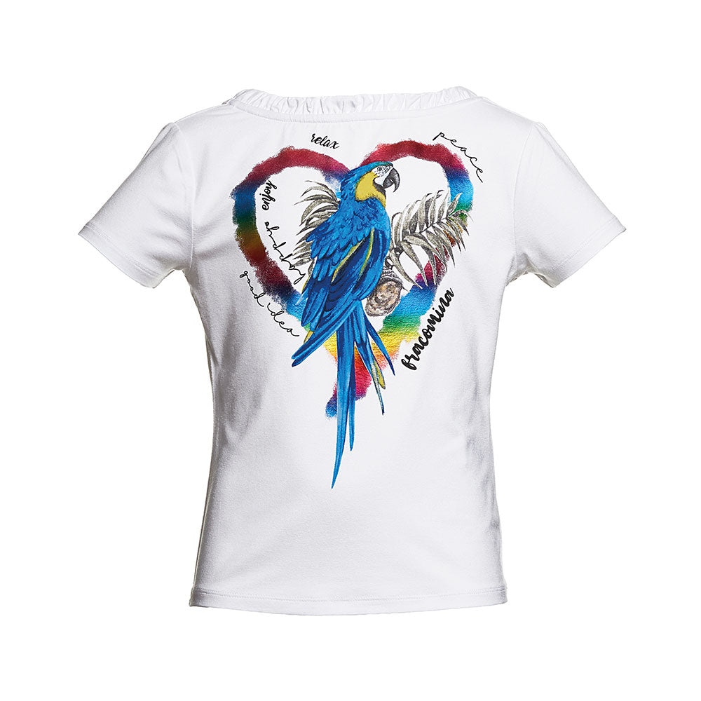 
T-Shirt mit Schleife am Ausschnitt aus der Kindermodelinie Fracomina, mit farbigem Aufdruck auf ...