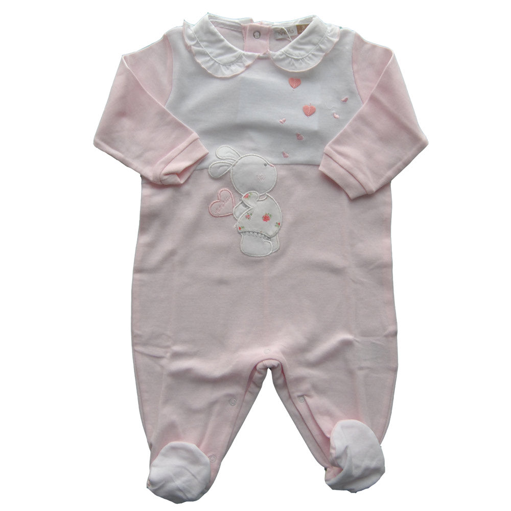 
  Strampler mit pikettem Fuß aus der Modelinie des Ninetta-Mädchens. Einfarbig
  mit Ausschnitt ...