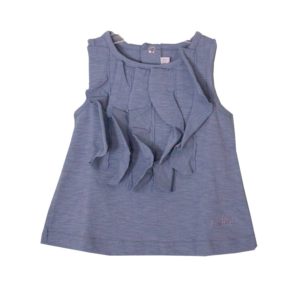 
  Top aus Slub-Jersey aus der Mirtillo-Mädchenkollektion. Unifarben mit
  Rüschen auf der Vorder...