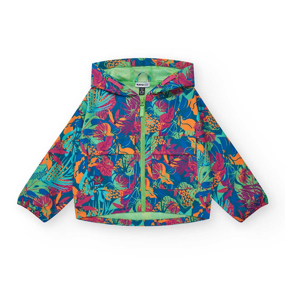 Winddichte Jacke aus der Nath Kids Clothing Line, mit Kapuze und Mesh auf der Innenseite, tropisc...