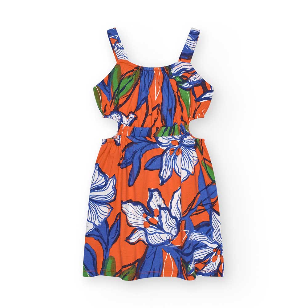 Kleidchen aus der Nath-Kids-Kollektion, mit schmalen Trägern, Hüftausschnitt und schönem Blumenmu...