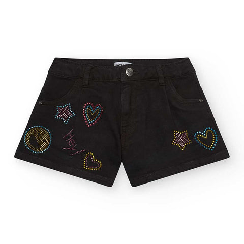 DENIM SHORT HEY THE SUMMER DIARY - NATH KIDS - Sesso: Bambina - Colore: Nero - Stagione: Primavera-Estate