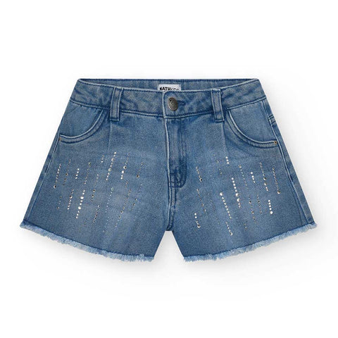 DENIM SHORT JAZ STRAWBERRY SORBET - NATH KIDS - Sesso: Bambina - Colore: Blu - Stagione: Primavera-Estate
