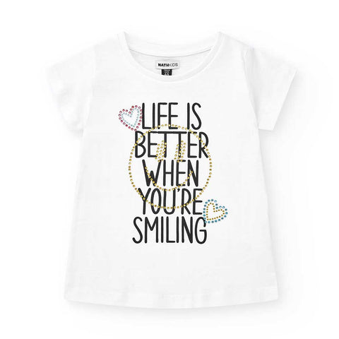 CAMISETA SMILING THE SUMMER DIARY - NATH KIDS - Sesso: Bambina - Colore: Bianco - Stagione: Primavera-Estate