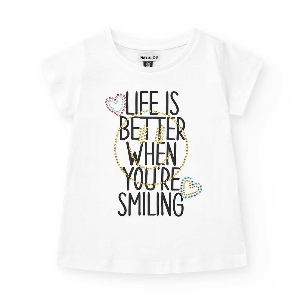 Kurzärmeliges T-Shirt aus der Nath Kids Clothing Line, mit regelmäßigem Muster und kontrastfarbig...