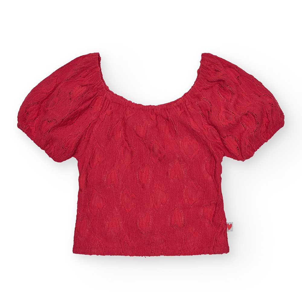 Top della Linea Abbigliamento Bambina Nath Kids, con spalline a sbuffo. A tinta unita in tessuto ...