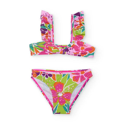 Bikini vivace per bambina con fiori colorati