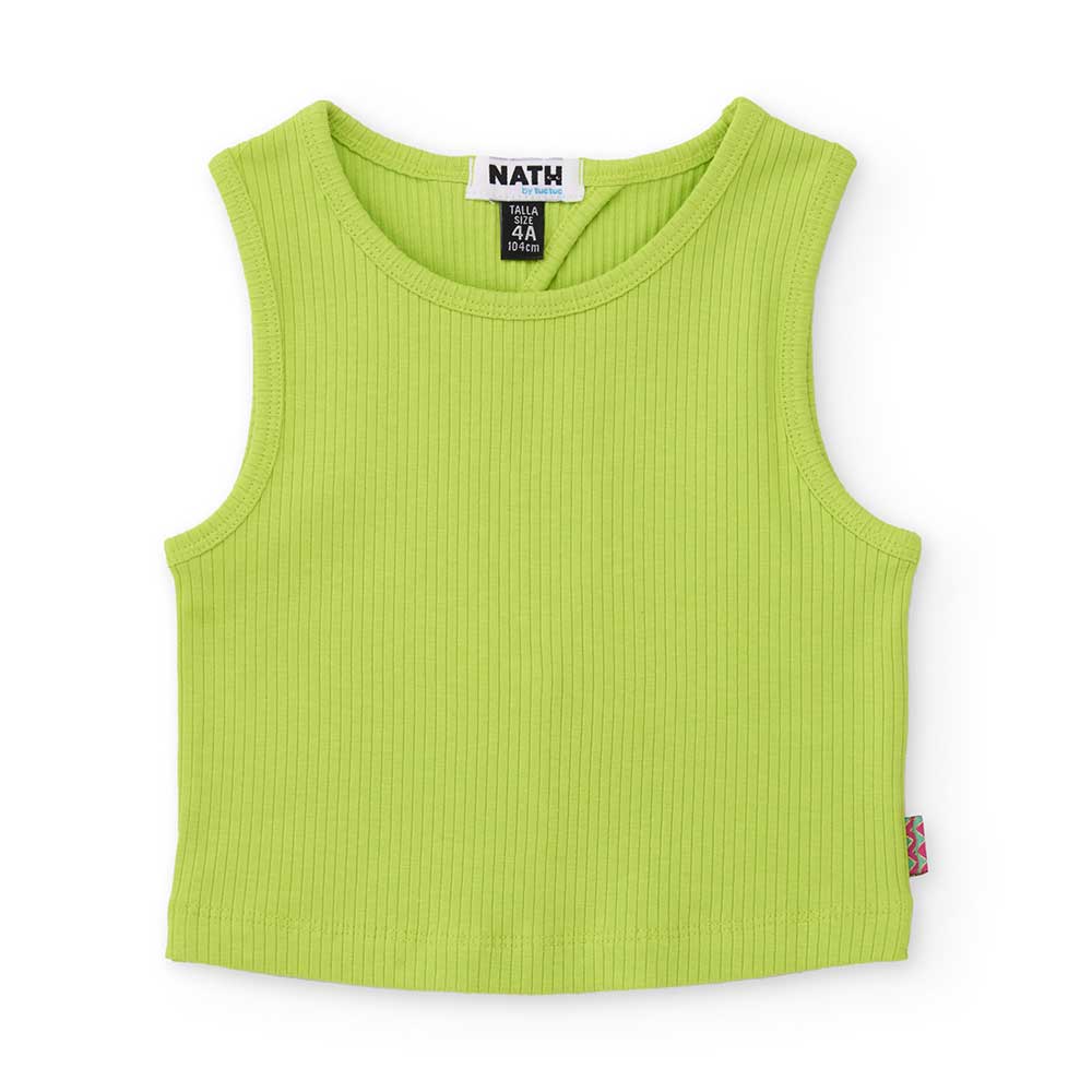 Top della Linea Abbigliamento Bambina Nath Kids, corto con modello asimmetrico sul dietro. Colre ...