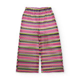 Pantaloni multicolori con lavorazione traforata per bambina.