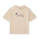 T-shirt beige con stampa palm tree