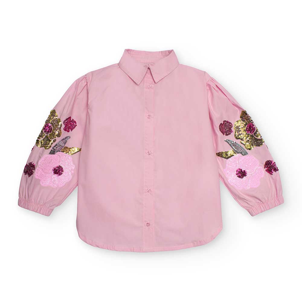 Camicia della Linea Abbigliamento Bambina Nath Kids, con manica a palloncino e paillettes a forma...