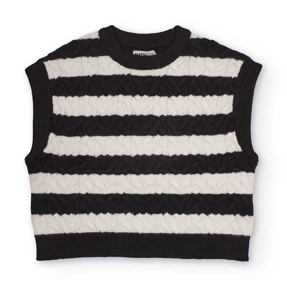 Knit gilet from the Nath Kids Girls' Clothing Line, with a striped pattern and wide sleeve.

Comp...