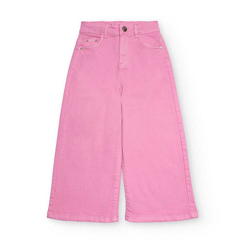 WIDE LEG TWILL PANTS TULIP FLORAL OPULENCE - NATH KIDS - Sesso: Bambina - Colore: Rosa - Stagione: Autunno-Inverno