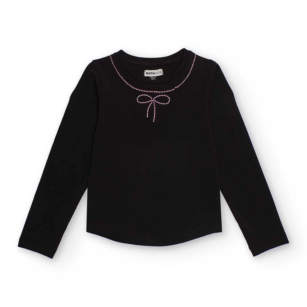 Maglietta della Linea Abbigliamento Bambina Nath Kids, con piccole applicaioni sul davanti a form...
