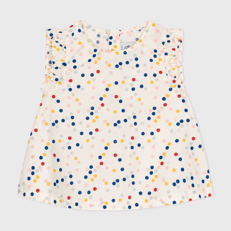 
Ärmellose Bluse der Petit Bateau Girl's Clothing Line aus Popeline mit einem bunten, hübschen Dr...