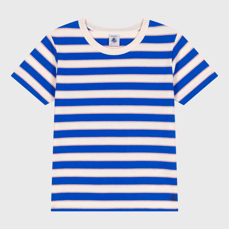 
T-shirt  dlla Linea Abbigliamento Bambina Petit Bateau  in leggero jersey a righe, un materiale ...