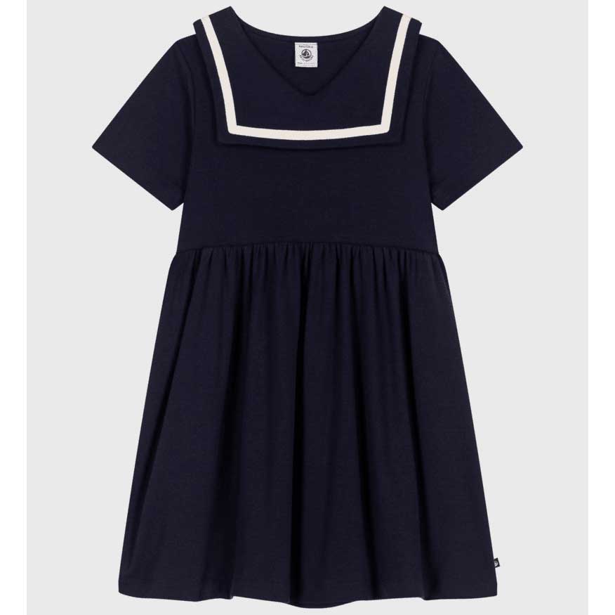 Abito a T-shirt della Linea Abbigliamento Bambina Petit Bateau dallo stile marinaro in tessuto a ...