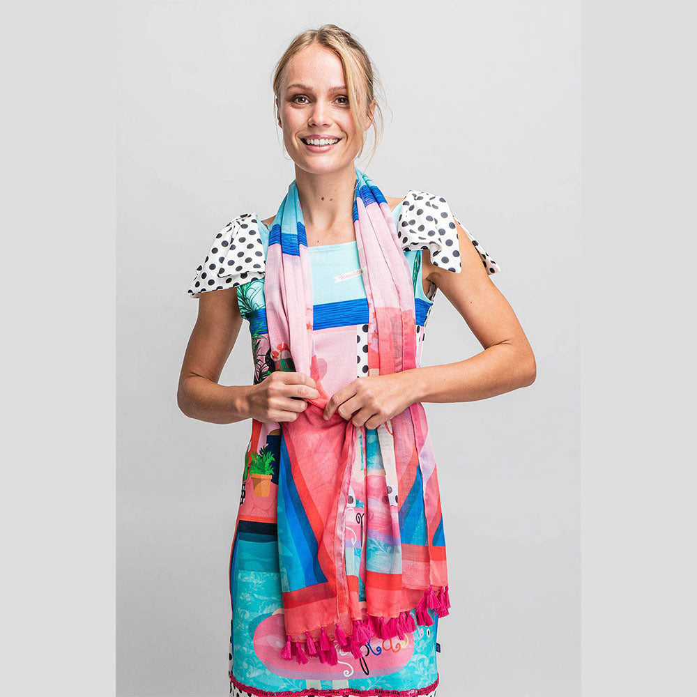 
Kleid aus der Damenkollektion Rosalita Mc Gee mit gepunkteten Schleifen an den Trägern und bunte...