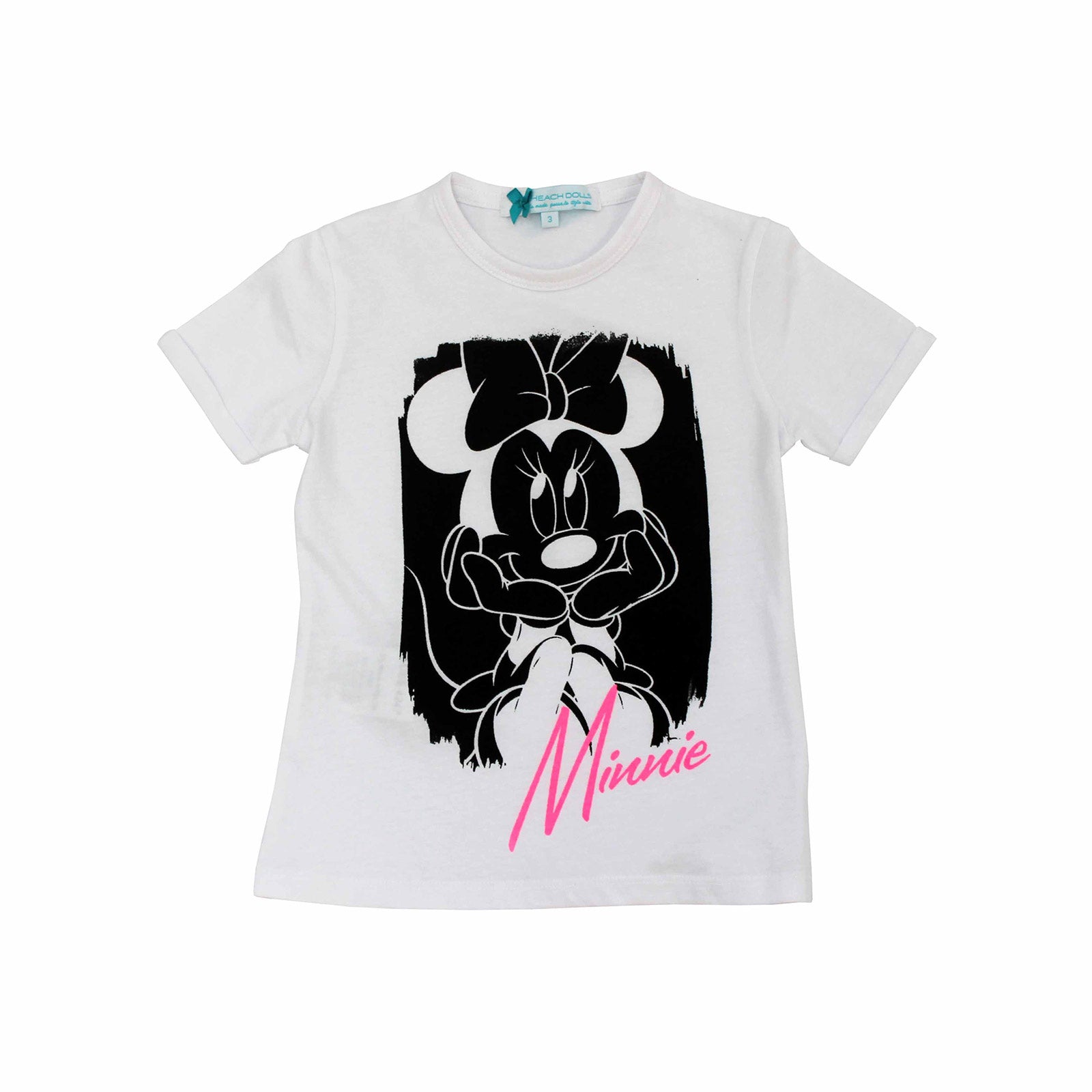 
  Kurzarm-T-Shirt aus der Modelinie des Mädchens Silvian Heach mit Minnie-Mouse-Print auf der Vo...