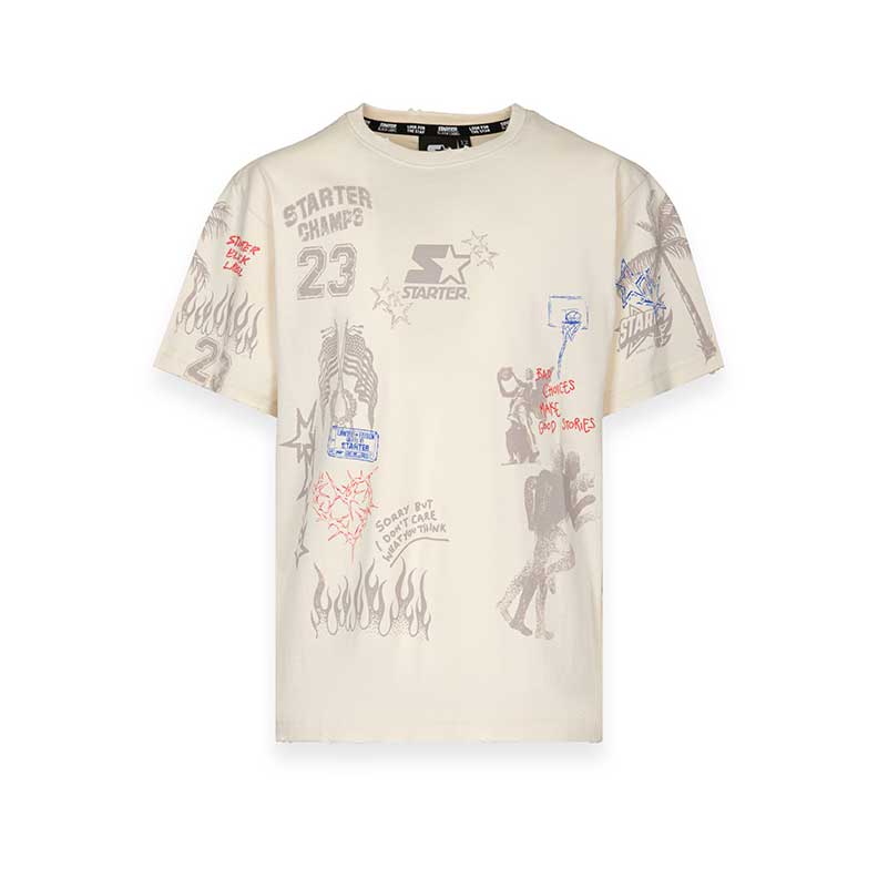 T-Shirt der Starter-Kindbekleidungslinie mit All-Over-Print in zarten Farben.
 
Zusammensetzung: ...