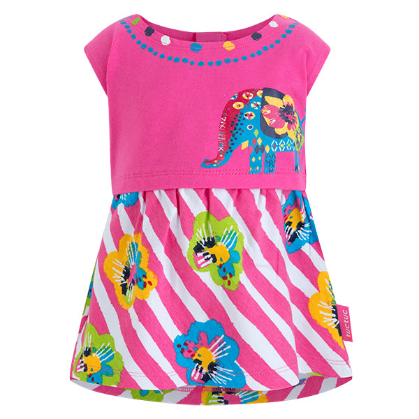 
  Jersey-Kleid aus der Modelinie des Tuc Tuc-Mädchens mit breitem Rock unten
  mit Streifenmuste...