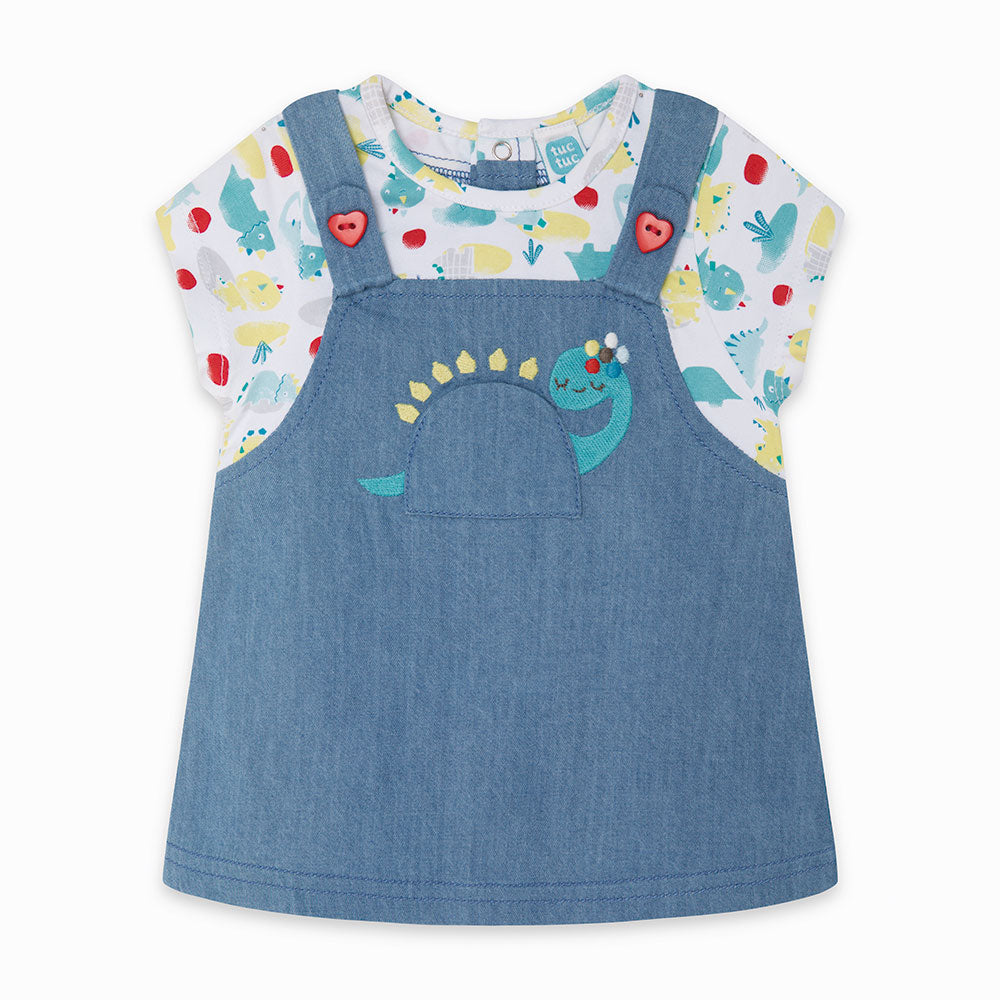 
  Kleid aus der Tuc Tuc Girl's Clothing Line aus Jersey und Denim mit Stickerei
  farbig auf der...