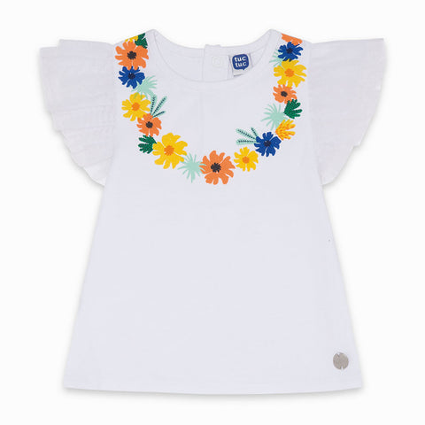 T-SHIRT AUS JERSEY UND TÜLL