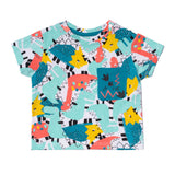 T-shirt colorata con design di dinosauri e taschino Tuc Tuc.
