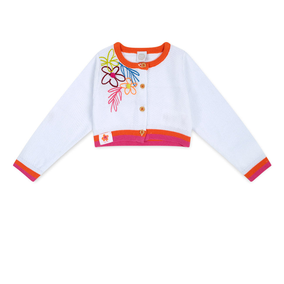 Cardigan in cotton from the Tuc Tuc Girls' Clothing Line, with contrasting color embroidery and p...