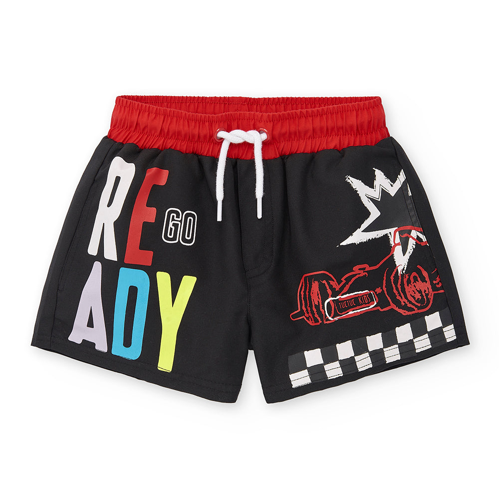 Swimsuit from the Tuc Tuc Children's Clothing Line, with an all-over multicolor pattern.Compositi...