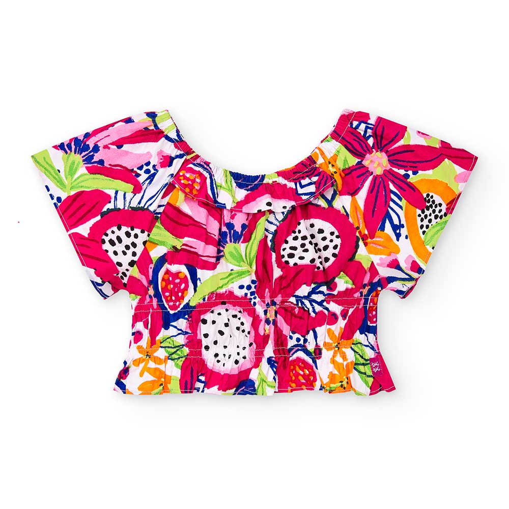 
Top aus Popeline der Kinderbekleidungslinie Tuc Tuc, mit U-Boot-Ausschnitt und elastischem Bund....