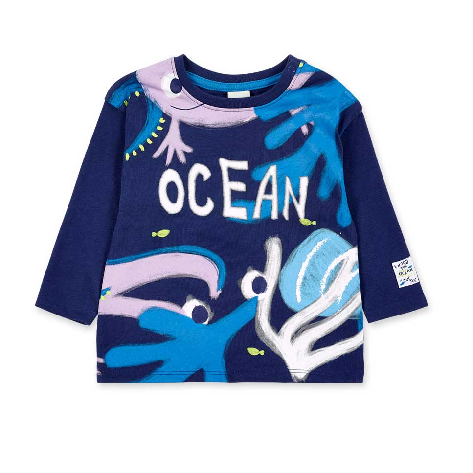 Langarmshirt aus der Kinderbekleidungslinie Tuc Tuc, mit Druckknöpfen an der Schulter und maritim...