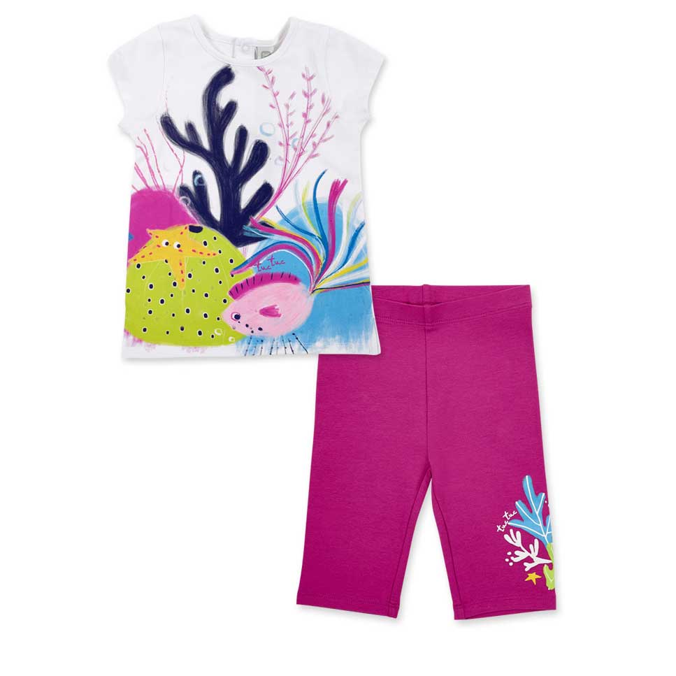 
Completo due pezzi della Linea Abbigliamento Bambina Tuc Tuc, con maglietta con disegni marini e...