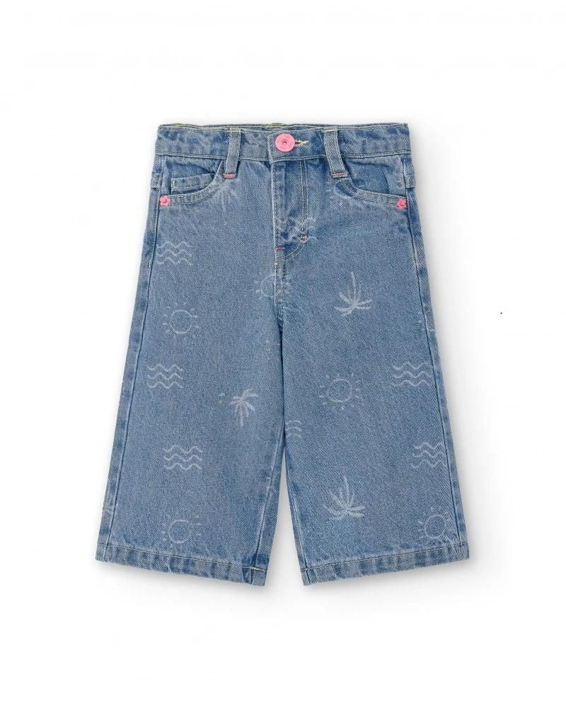 
Pantalone jeans a palazzo della Linea Abbigliamento Bambina Tuc Tuc, con fantasia all-over a mot...