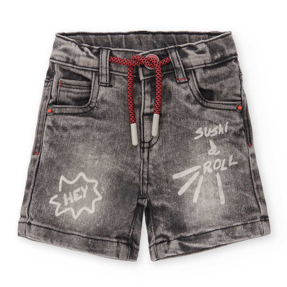 
Shorts aus der Kinderbekleidungslinie Tuc Tuc, aus Denim, mit Umschlägen am Saum und Kordelzug i...