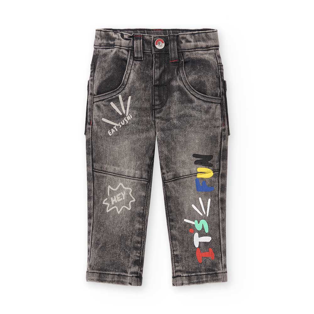 Jeans pants from the Tuc Tuc Children's Clothing Line, with adjustable waist size and small print...