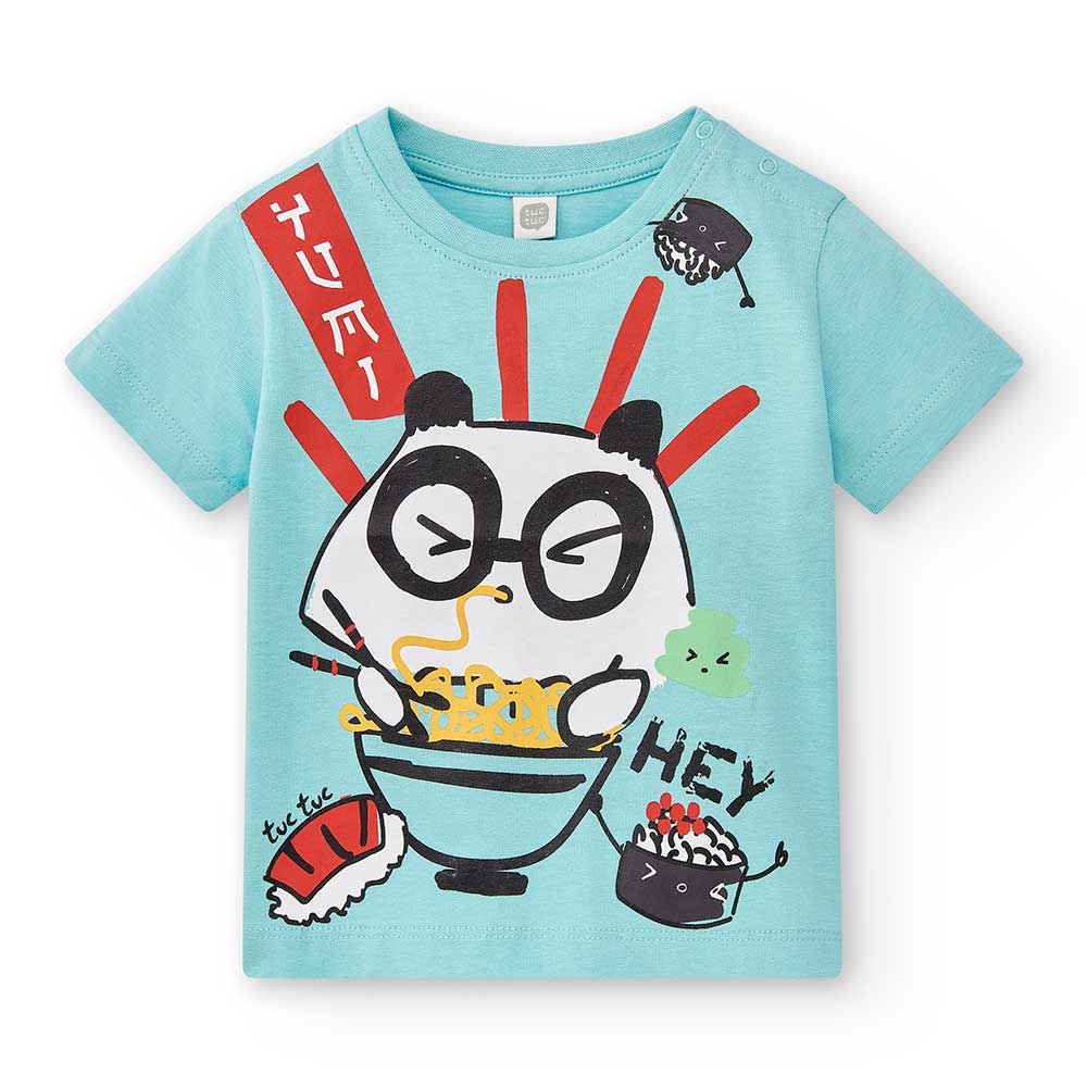 T-shirt aus der Kinderbekleidungslinie Tuc Tuc, kurzärmelig, mit farbigem Aufdruck vorne und eine...