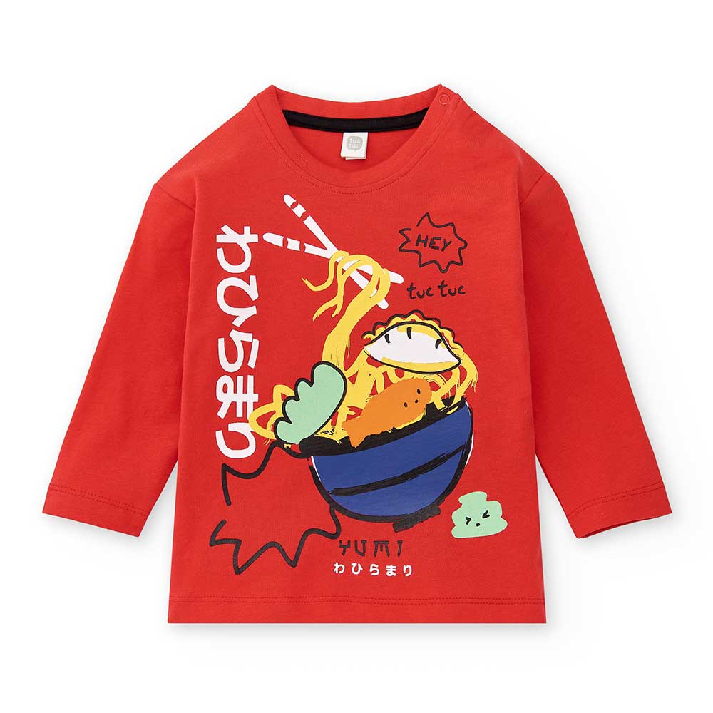 
Langarmshirt aus der Kinderbekleidungslinie Tuc Tuc, mit mehrfarbigem Aufdruck auf der Vordersei...