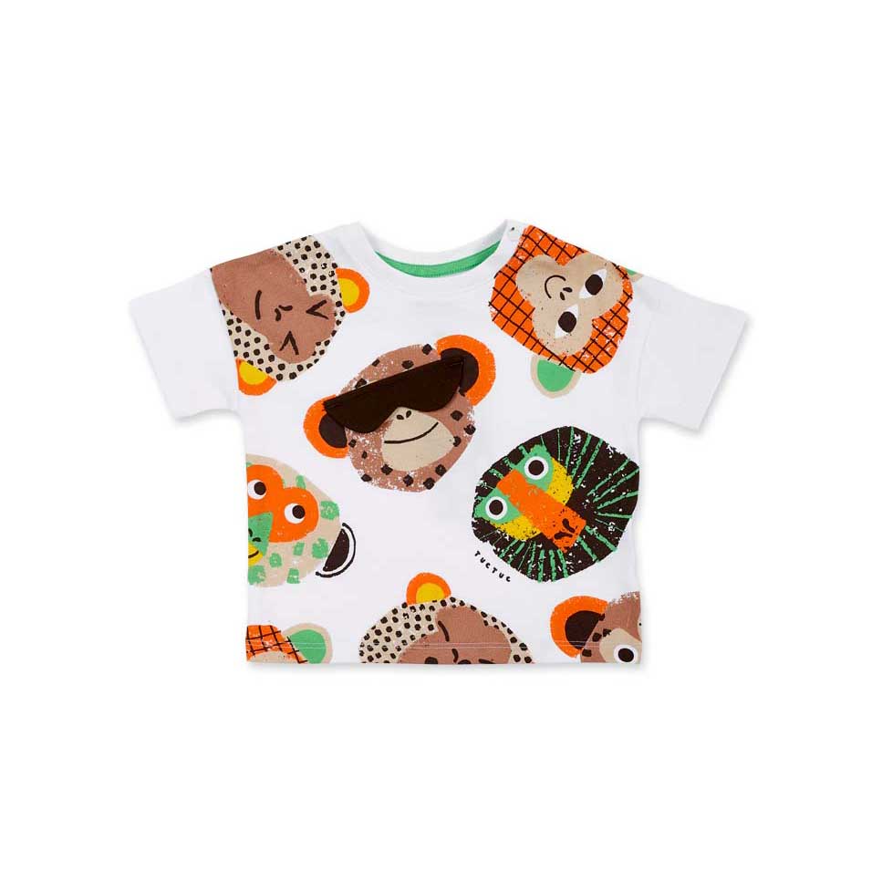 Tuc Tuc Children's Clothing Line T-shirt, with safari print on the front and fabric applique.Comp...